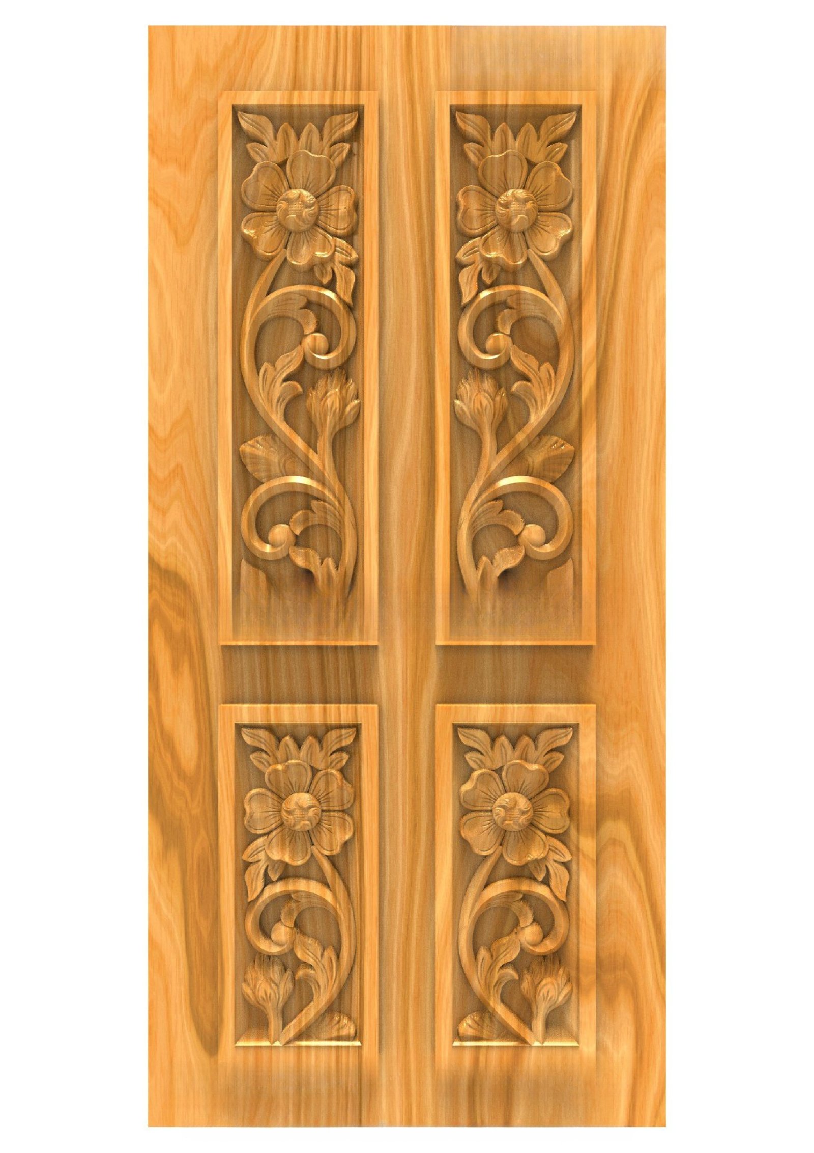 GSK DELITE DOORS - DL-23 Elegant Floral Relief Carved Wooden Door Design
